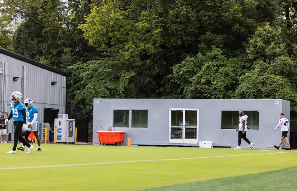 The cooling trailer at the Carolina Panthers Training Camp in Charlotte, N.C., on Monday, August 5, 2024.