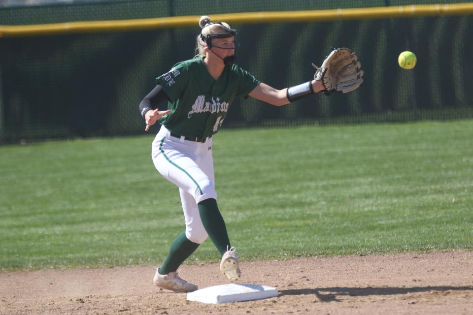 Madisons enior Hope Barrett went 3-for-3 with four RBIs and two runs scored along with a grand slam in the Rams' 13-1 win over Clear Fork on Monday.