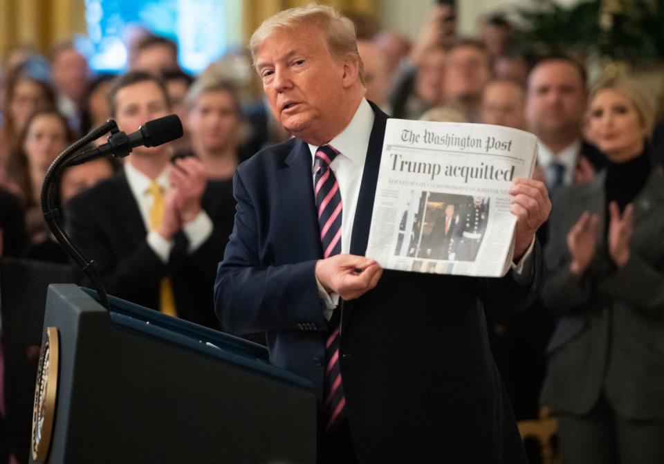 Photos of Trump's Bonkers Post-Impeachment Presser Show His Most Unhinged Speech to Date