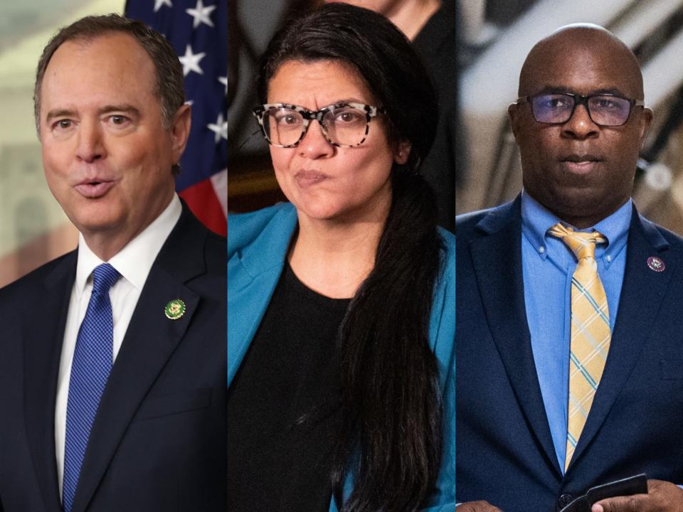 Democratic Reps. Adam Schiff of California, Rashida Tlaib of Michigan, and Jamaal Bowman of New York.