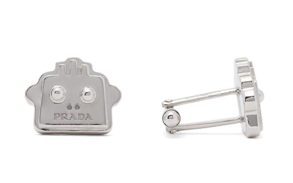  Prada Robot Silver Crystal Cufflinks - MATCHESFASHION