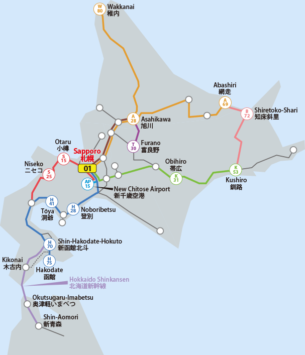 JR Hokkaido Pass map