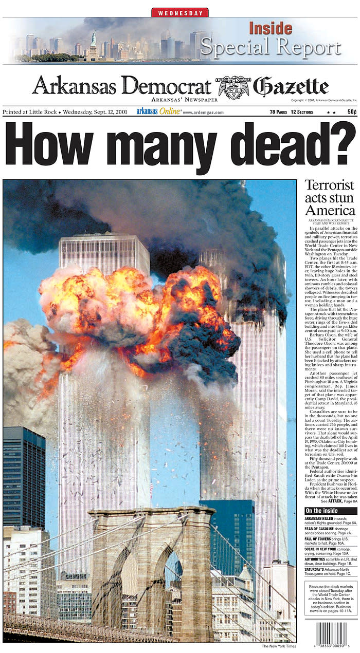 How the 9/11 attacks were reported on front pages around the world