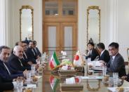 Iranian Foreign Minister Mohammad Javad Zarif meets with Japanese Foreign Minister Taro Kono and officials in Tehran