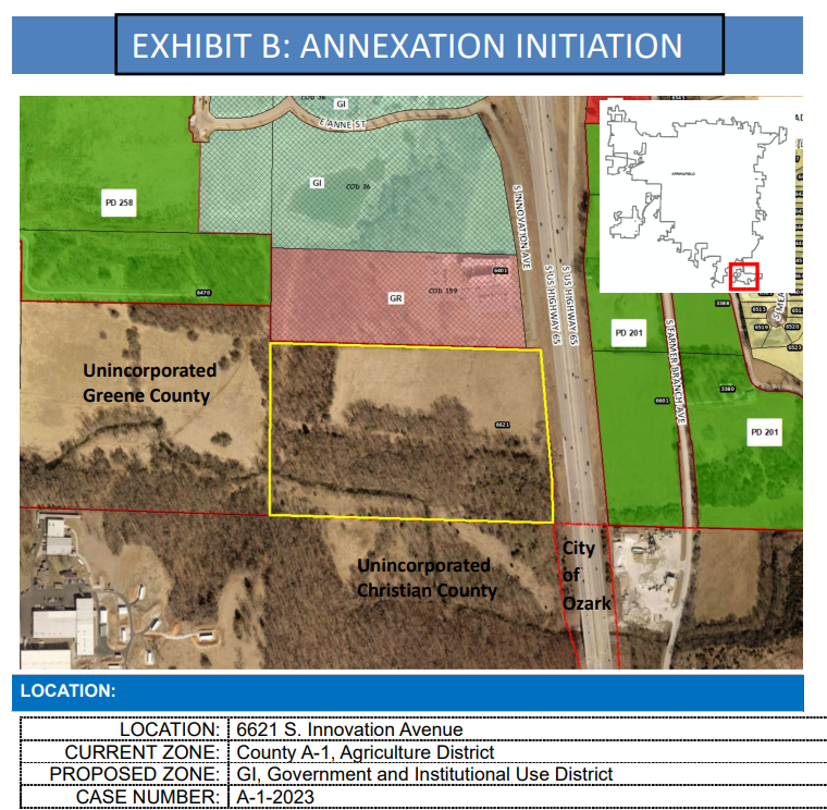 An image from Council Bill 2022-295 shows the area that Springfield City Council expressed interest in annexing at the Dec. 12 city council meeting.