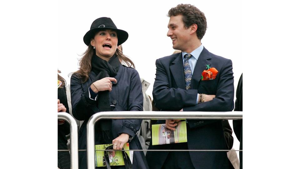 Kate Middleton and Thomas van Straubenzee watch the Gold Cup horse race as they attend day 4 of the Cheltenham Horse Racing Festival on March 14, 2008