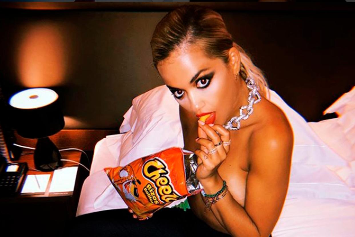 Seductive: Rita Ora sucks on a Cheeto: Instagram/ Rita Ora