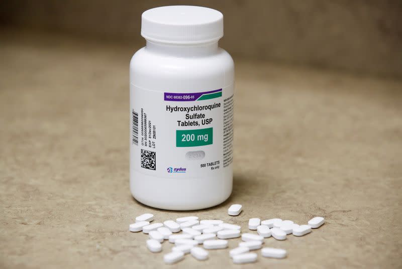 FILE PHOTO: The drug hydroxychloroquine, pushed by U.S. President Donald Trump and others in recent months as a possible treatment to people infected with the coronavirus disease (COVID-19), is displayed in Provo