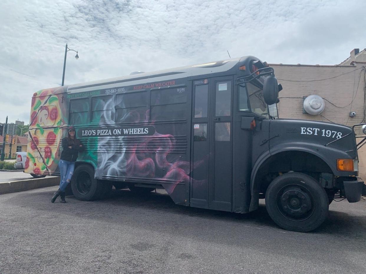 Filippa Alfano and the Leo's Pizza on Wheels food truck.