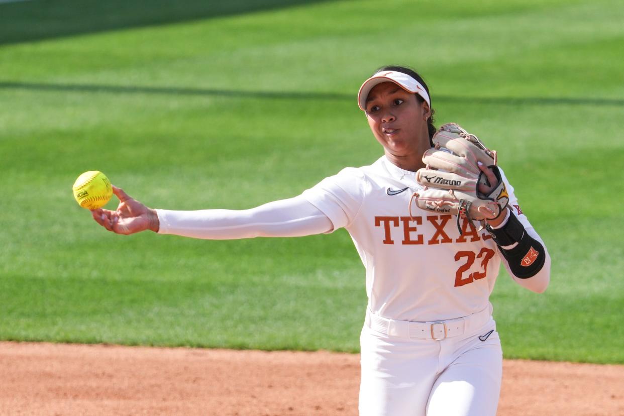 Texas infielder Viviana Martinez had three hits and four RBIs as the Longhorns beat Texas Tech 14-4 Sunday to clinch the undisputed Big 12 regular-season title for the first time since 2010.