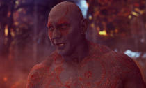 <p><span><strong>Played by:</strong> Dave Bautista</span><br><strong>Last appearance: </strong><i><span>Guardians of the Galaxy Vol. 2</span></i><br><span><strong>What’s he up to?</strong> Drax continues to have no filter when it comes to communicating with others. He tells Mantis that she is beautiful, on the inside, hinting that there is a potential romance between them.</span> </p>