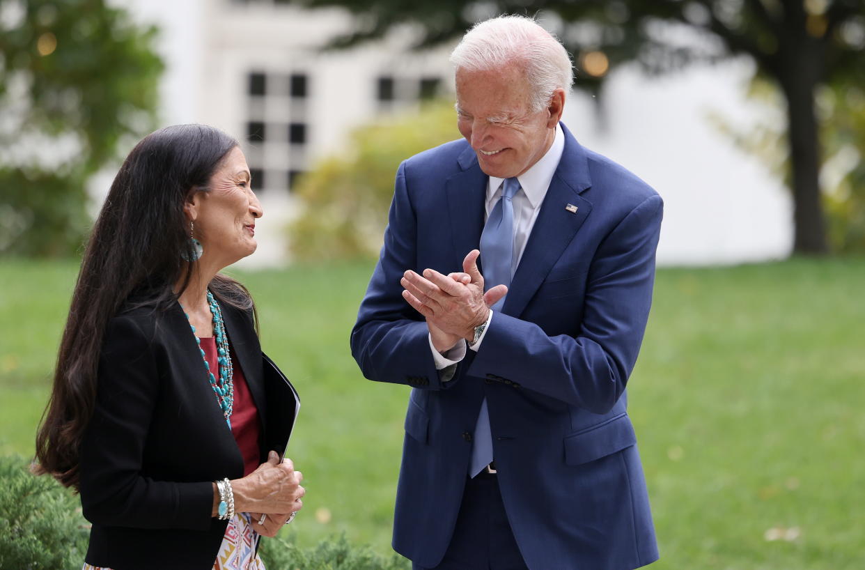 President Biden and Interior Secretary Deb Haaland at the White House in October 2021.