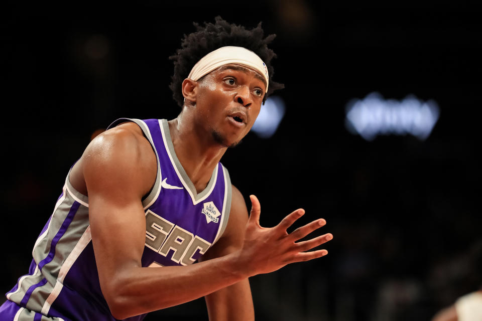 De'Aaron Fox could miss a quarter of the Kings season after suffering a Grade 3 ankle sprain in practice. (Carmen Mandato/Getty Images)