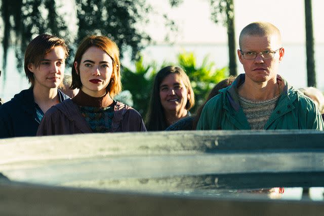 <p>Atsushi Nishijima/Searchlight Pictures</p> Emma Stone (second left) and Jesse Plemons in 'Kinds of Kindness'