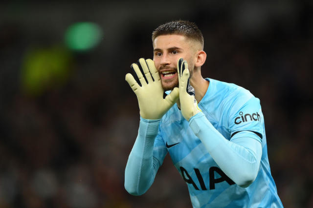 Guglielmo Vicario of Tottenham Hotspur celebrates after Dejan News Photo  - Getty Images