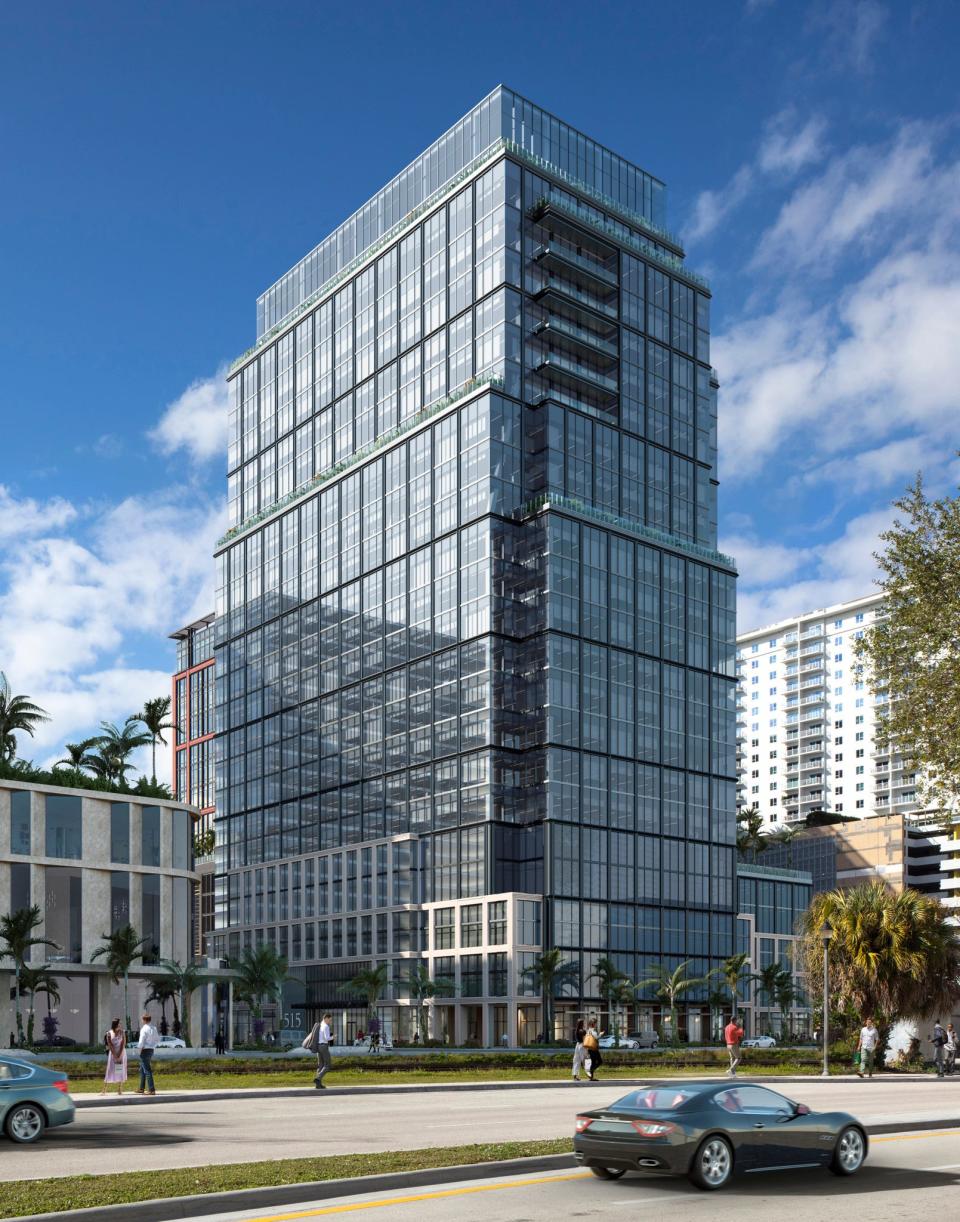 Rendering of 515 Fern, the largest office complex ever proposed in West Palm Beach. With 456,000 square feet, this 25-story tower by the Related Cos. would be built next to the Brightline passenger rail station. Rendering provided by Red Leaf NY.