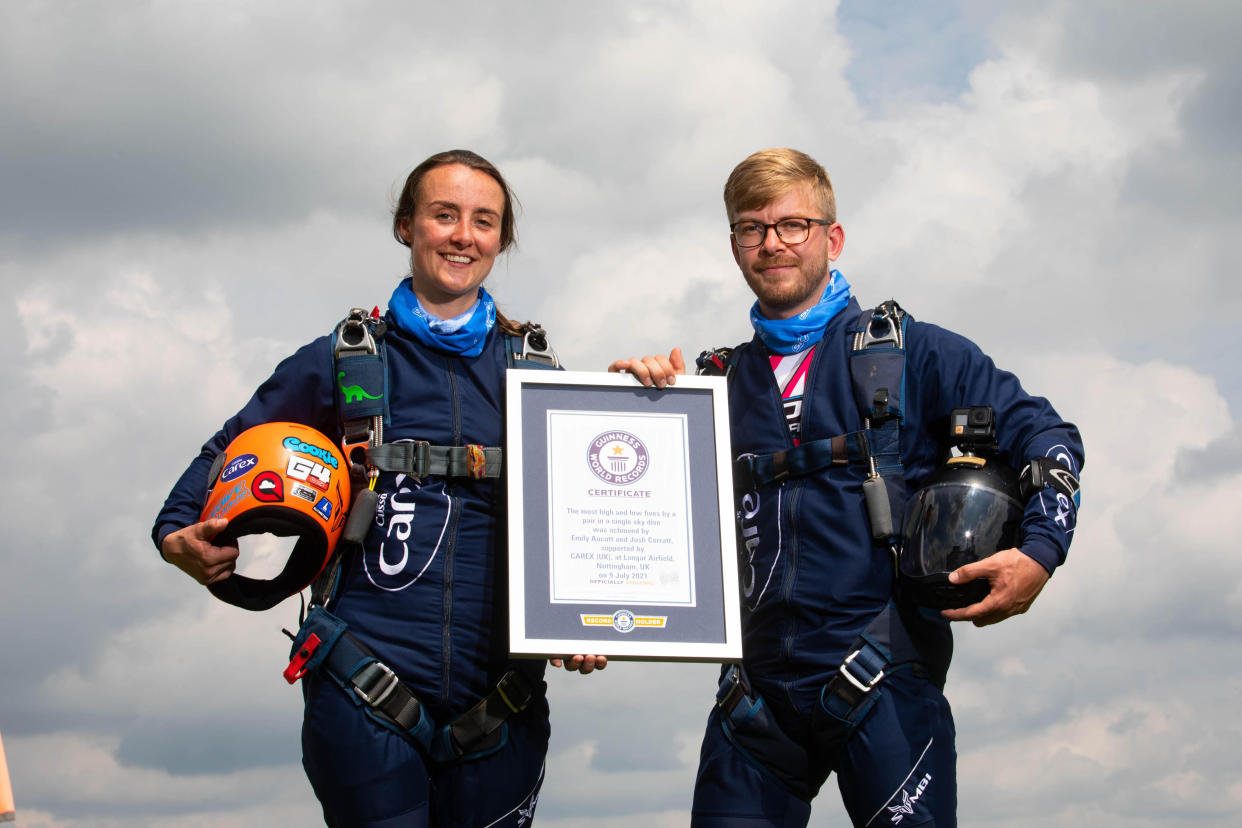 Emily Aucutt and Josh Carratt with their Guinness World Records certificate