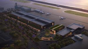 Clay Lacy Aviation development includes aircraft hangars, offices, FBO terminal and OCSD Air Operations Facility.