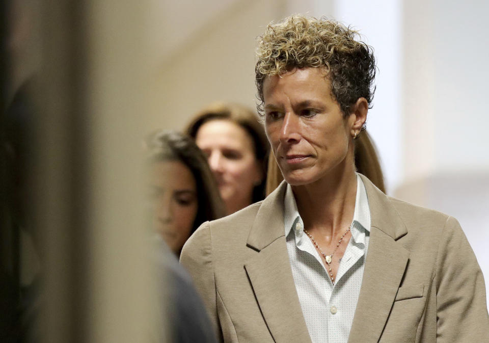 Andrea Constand arrives at the sentencing hearing for the sexual assault trial of Bill Cosby at the Montgomery County Courthouse in Norristown, Pa., Monday, Sept. 24, 2018. Cosby was the first celebrity to go to trial in the #MeToo era and could be the first to go to prison — perhaps for the rest of his days — after being convicted in April of violating Temple University employee Constand at his suburban Philadelphia home in 2004. (David Maialetti/The Philadelphia Inquirer via AP, Pool)