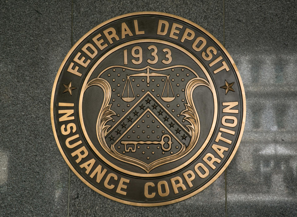 WASHINGTON, DC - JUNE 6:  The entrance to the Federal Deposit Insurance Corporation (FDIC), located across the street from the Eisenhower Executive Office Building, is viewed on June 6, 2017 in Washington, D.C. The nation's capital, the sixth largest metropolitan area in the country, draws millions of visitors each year to its historical sites, including thousands of school kids during the month of June. (Photo by George Rose/Getty Images)