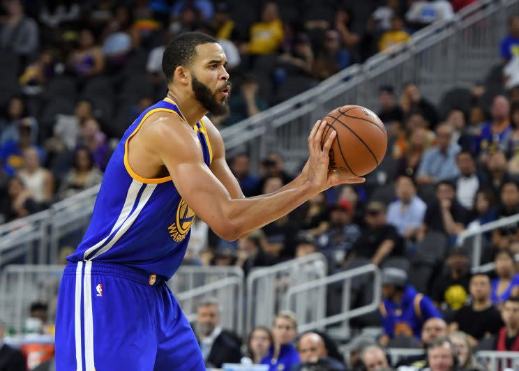 JaVale McGee looks for a famous teammate. (Getty Images)