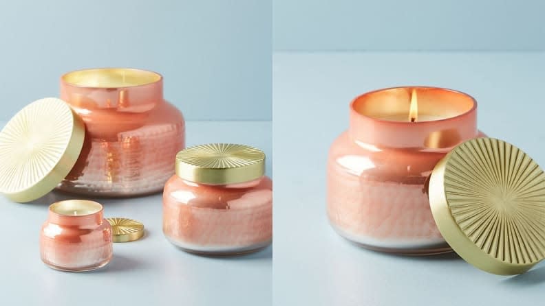 The Capri Blue Iridescent Jar Candles make any atmosphere cozier.