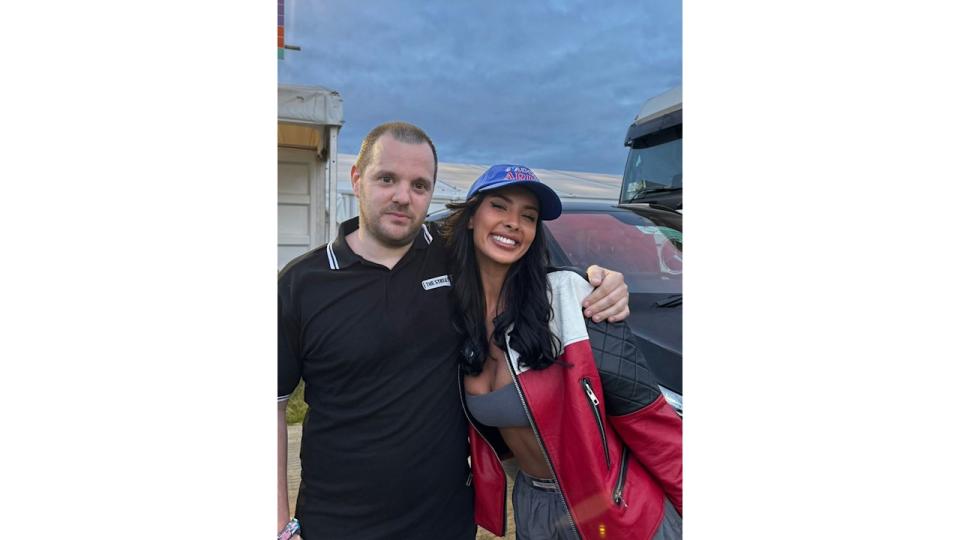 Maya Jama poses with her friend at Glastonbury