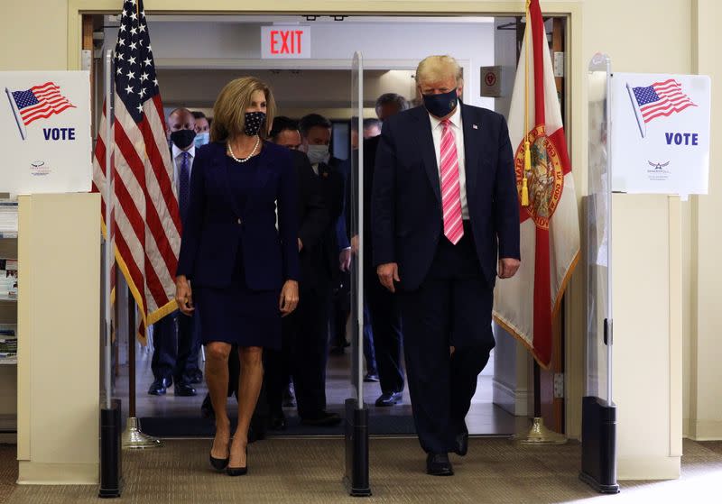 U.S. President Trump casts his ballot for the presidential election, in West Palm Beach