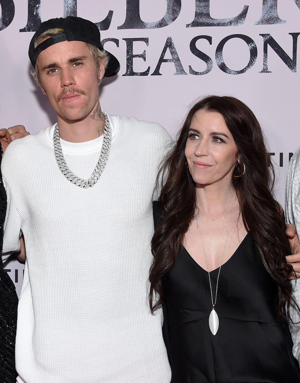 Justin Bieber and Pattie Mallette at premiere in 2020