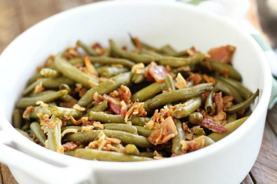 <p><strong>Get the recipe: <a href="https://southernbite.com/unbundled-green-beans/" rel="nofollow noopener" target="_blank" data-ylk="slk:Unbundled Green Beans;elm:context_link;itc:0;sec:content-canvas" class="link ">Unbundled Green Beans</a></strong></p>