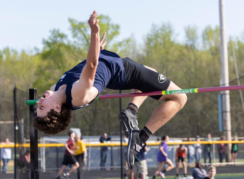 CBA Chris Brown takes first in high jump at Monmouth County Track Relays at Howell High School in Howell on May 5, 2022.