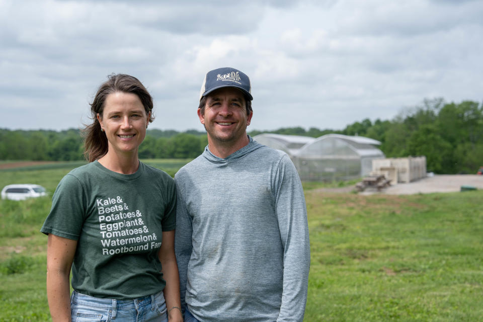 Bree Pearsall and Ben Abell have been running Oldham County's Rootbound Farm for the past 10 years. Their Community Supported Agriculture program distributes fresh, local and organic food from the farm. May 8, 2024