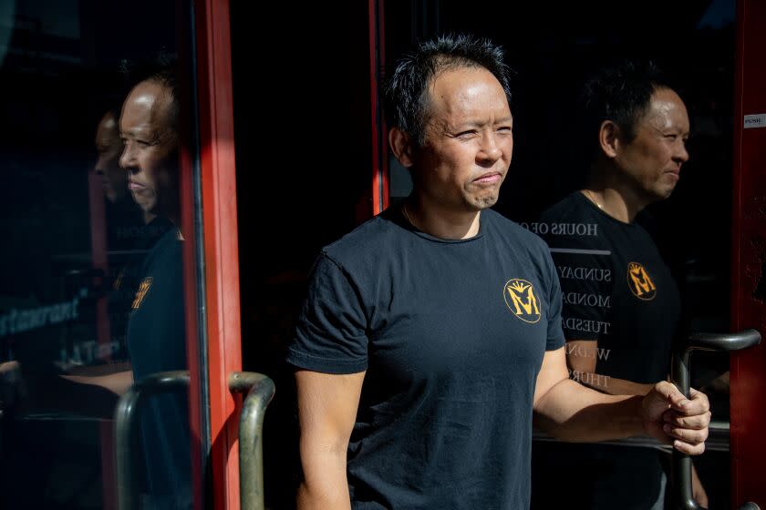 YORBA LINDA, CA - NOVEMBER 4, 2022: Thomas Huynh owner of the Vietnamese restaurant Monarch 9, has been broken into five times in the last six years on November 4, 2022 in Yorba Linda, California. He suspects that the homeless people living in the nearby riverbed are the vandals. Yorba Linda is one of the safest cities in the state.(Gina Ferazzi / Los Angeles Times)