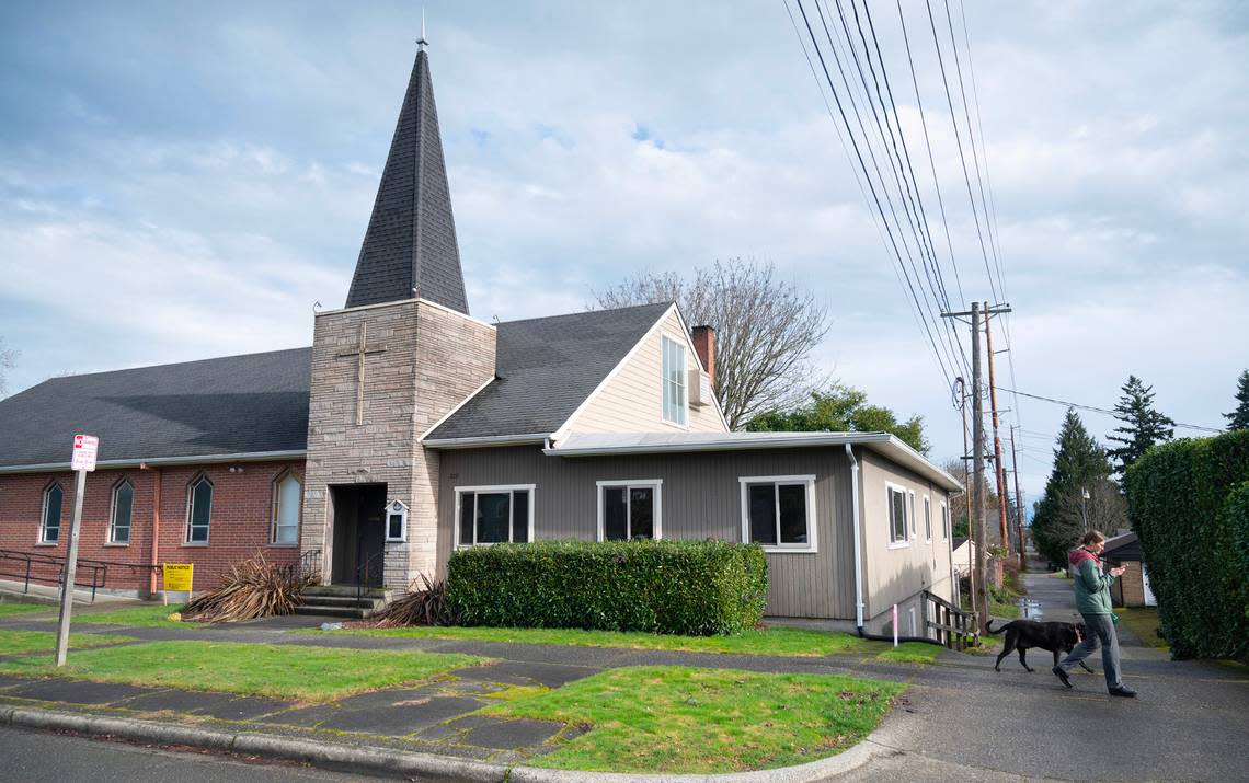 Warner Street Amici House LLC plans to convert the former Peace Assembly Church into affordable young-adult community housing in Tacoma, Washington, shown on Thursday, Feb. 1, 2023.