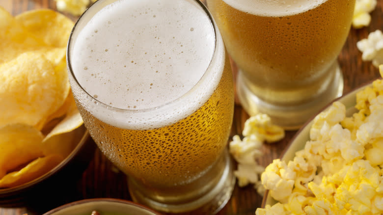 Beer and popcorn