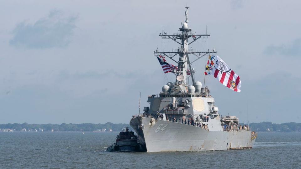 The Navy destroyer Carney returned to the United States Friday after an historic deployment in the Middle East.  (Mass Communication Specialist 2nd Class Manvir Gill/Navy)