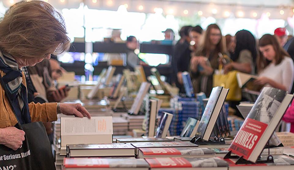 Shoppers browse the book tent during a previous Savannah Book Festival.