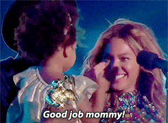 GIF of Blue Ivy saying "Good job, Mommy!" and clapping