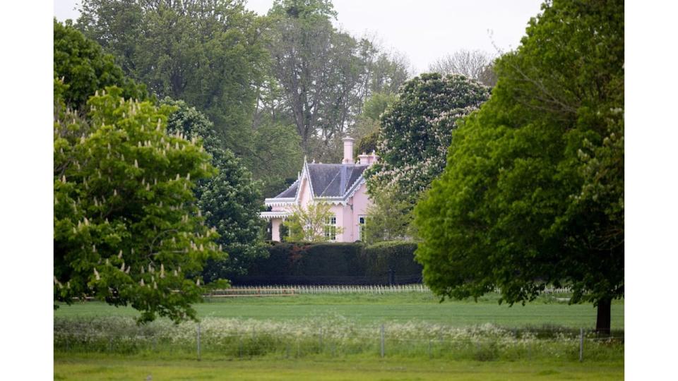 Pink house in grounds