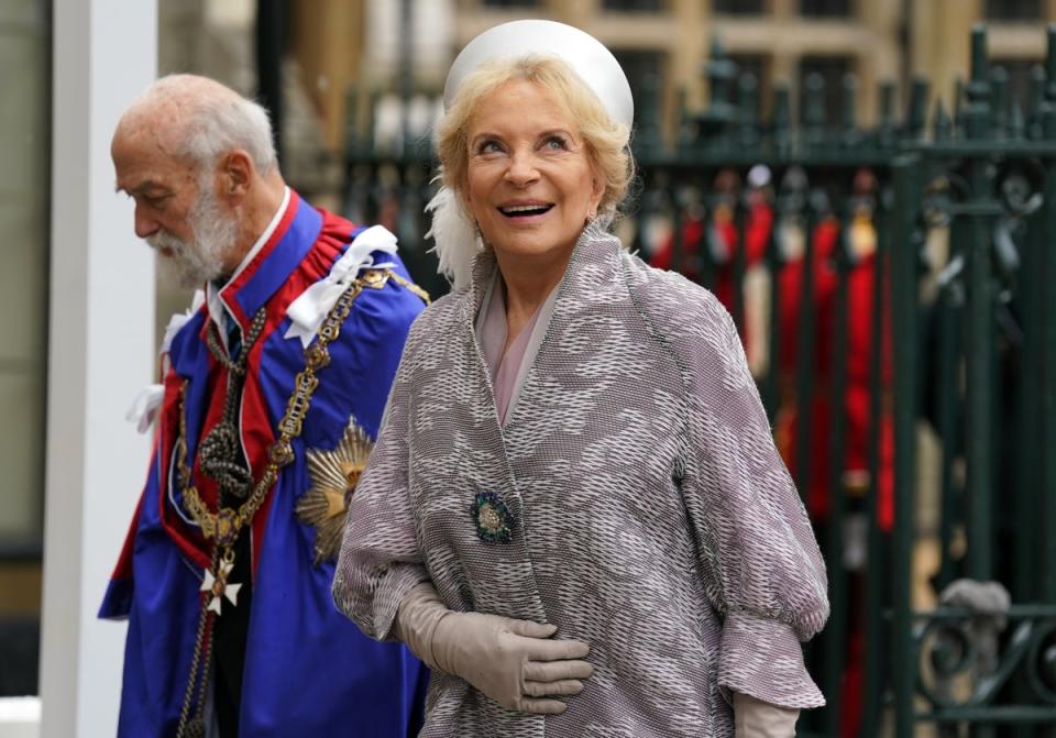 Princess Michael of Kent and Prince Michael of Kent arriving at Westminster Abbey ahead of the coronation ceremony of King Charles III and Queen Camilla on May 6, 2023 (Getty Images)