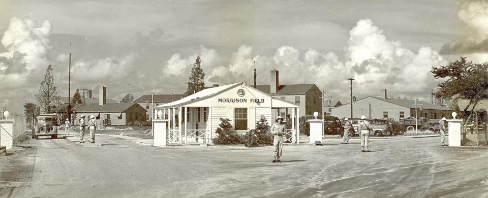 The entrance to Morrison Field (now PBIA), homebase to 3,000, circa 1943.