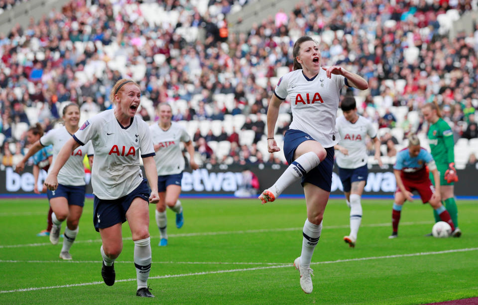 Quinn celebrates scoring Tottenham's second goal against West Ham at the London Stadium in September // Action Images via Reuters/Andrew Couldridge