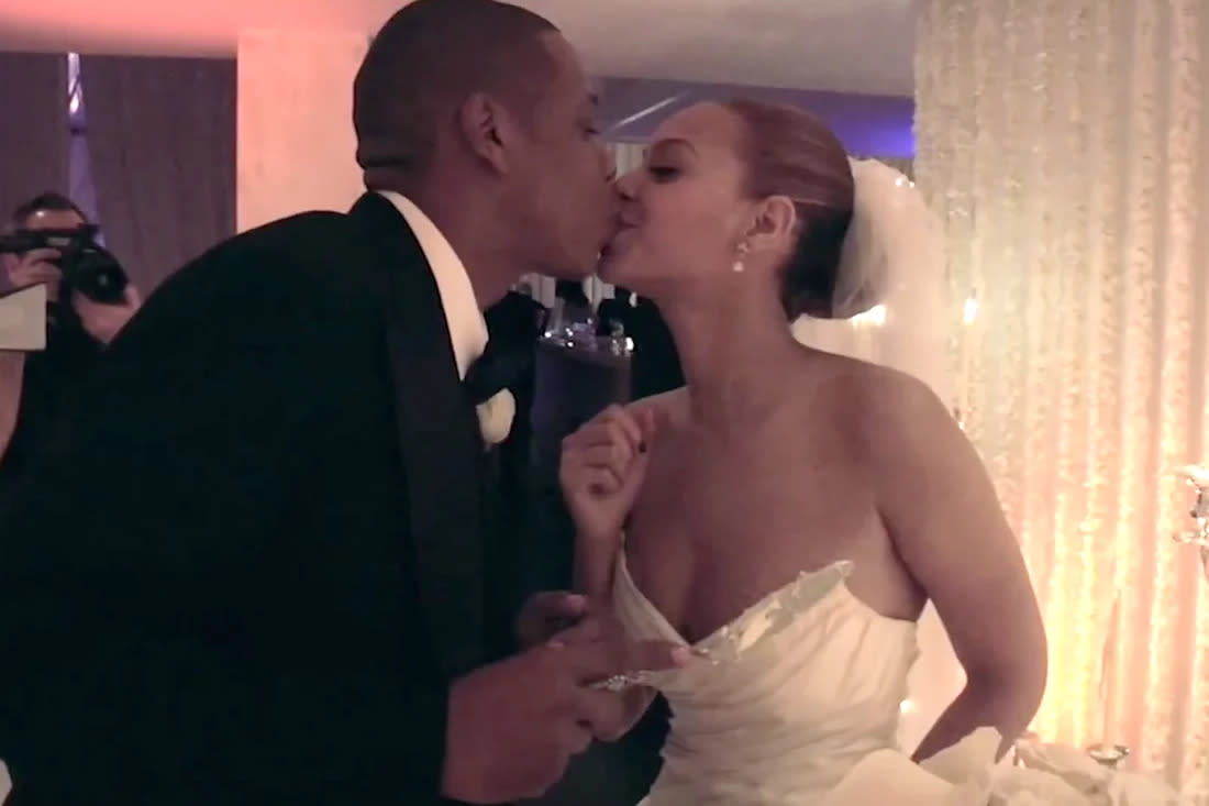 The video for Beyoncé’s 2016 song “All Night,” part of her <em>Lemonade</em> album, included footage from her April 4, 2008, wedding to Jay-Z. (Image: Vevo via Instagram)