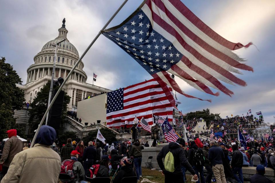 PHOTO: Pro-Trump protesters gather in front of the U.S. Capitol Building, on Jan. 6, 2021, in Washington, D.C. (Brent Stirton/Getty Images, FILE)