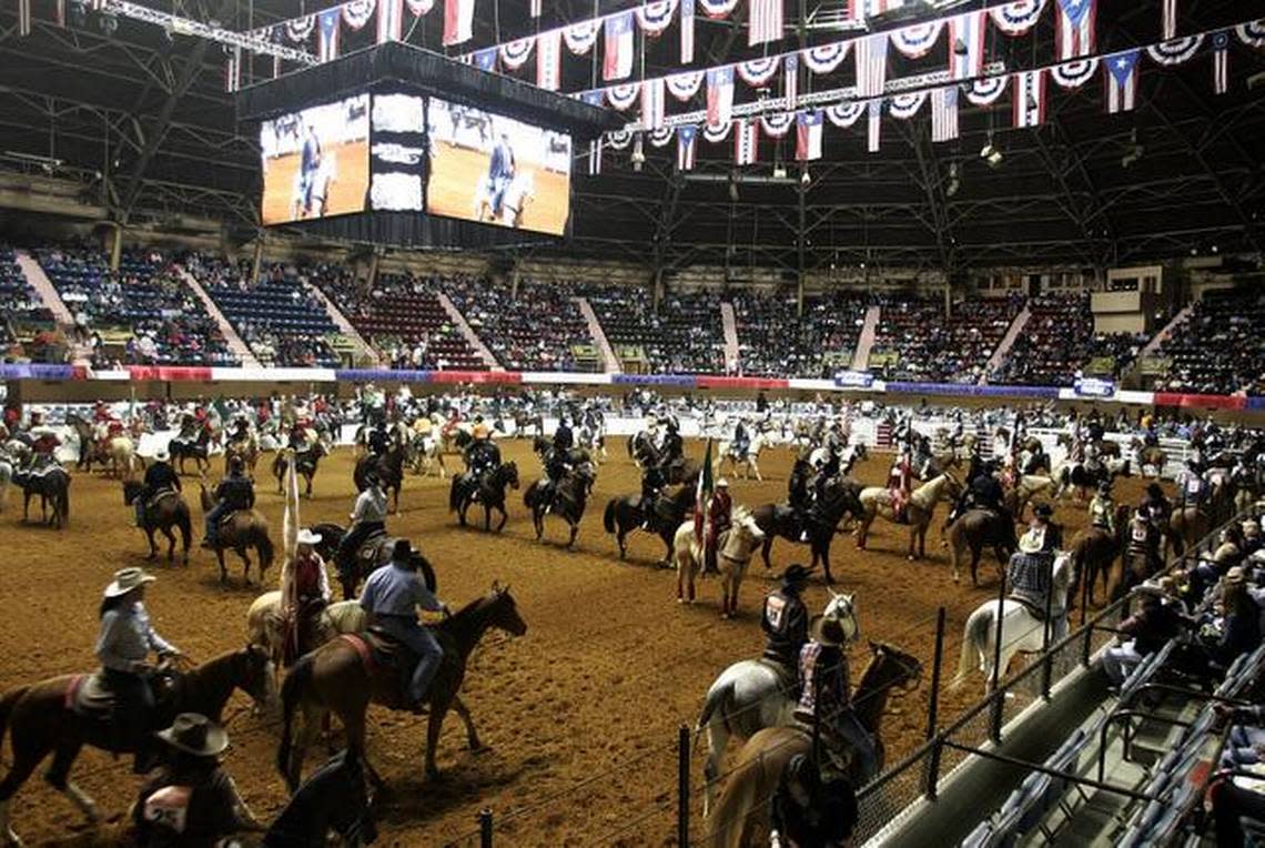 Riders take to the arena at the start of the Cowboys of Color Rodeo at the Fort Worth Stock Show and Rodeo in 2015.