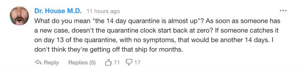 Yahoo readers react to quarantined cruise ship