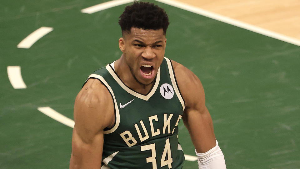 Giannis Antetokounmpo is off to a historic start in his first NBA Finals. (Photo by Justin Casterline/Getty Images)