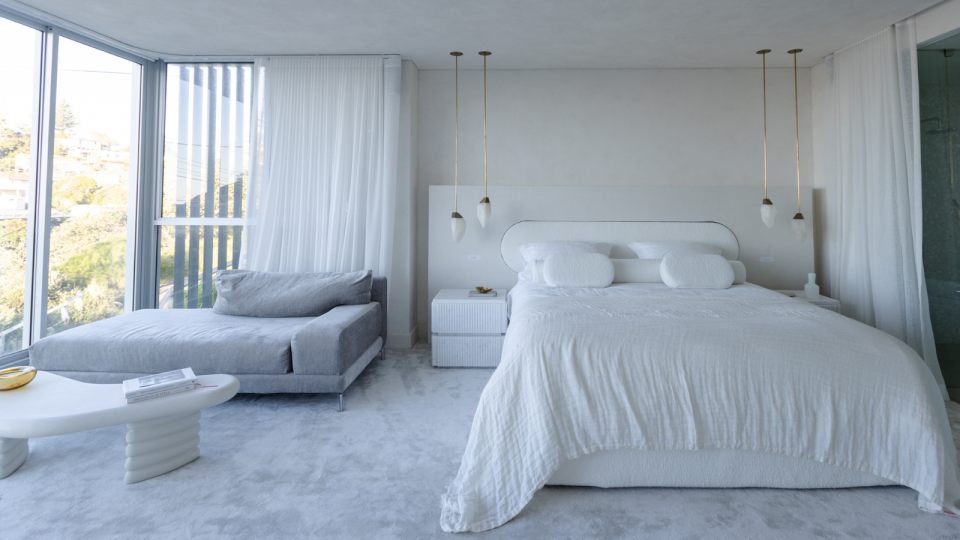 The bedroom of the home at Tamarama.