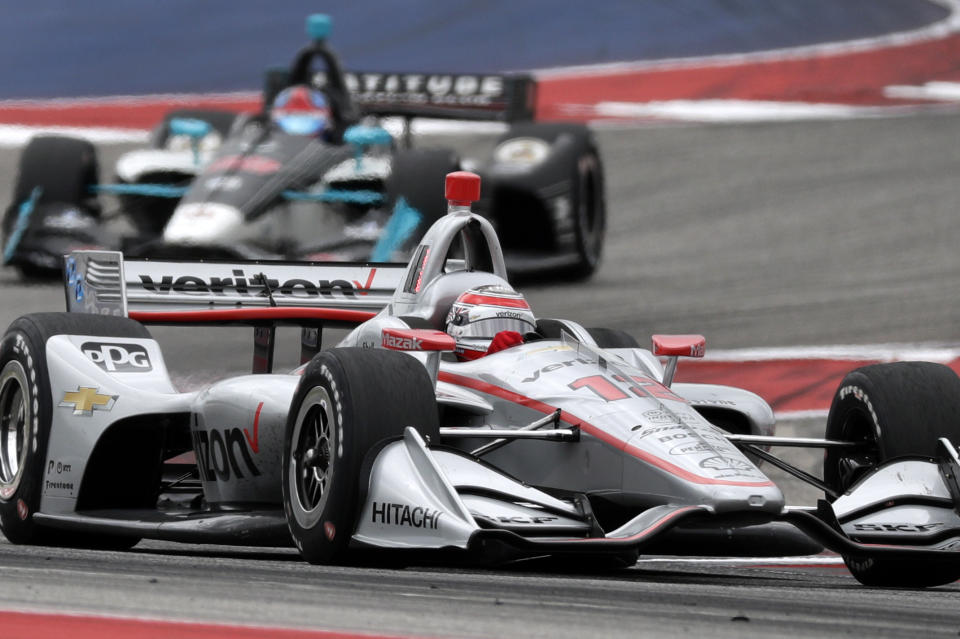 Will Power (12), of Australia, works through a turn during the IndyCar Classic auto race, Sunday, March 24, 2019, in Austin, Texas. (AP Photo/Eric Gay)