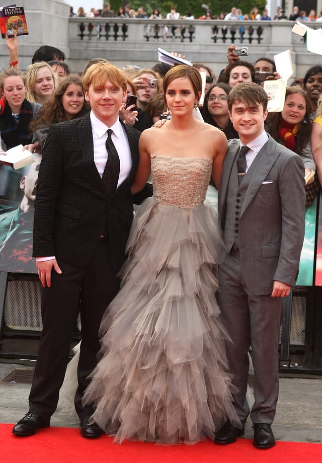 Rupert Grint, Emma Watson and Daniel Radcliffe at the world premiere of Harry Potter And The Deathly Hallows: Part 2